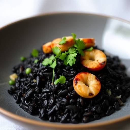 Arroz negro, arroz cocinado con tinta de calamar
