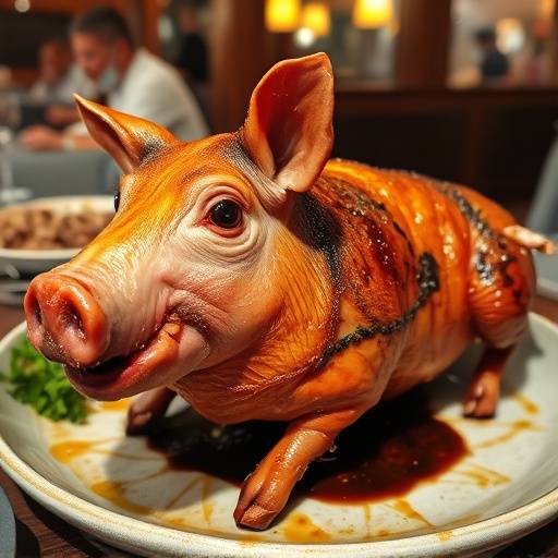 Cochinillo asado, cochinillo crujiente asado al horno