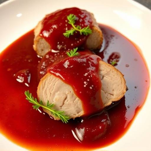 Solomillo a la castellana, solomillo de cerdo con salsa de vino tinto